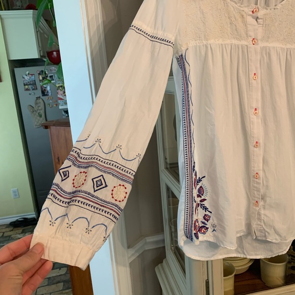CCO TODAY!!! Johnny Was Embroidered cotton Top Boho Tunic Blouse S EUC - Picture 4 of 6